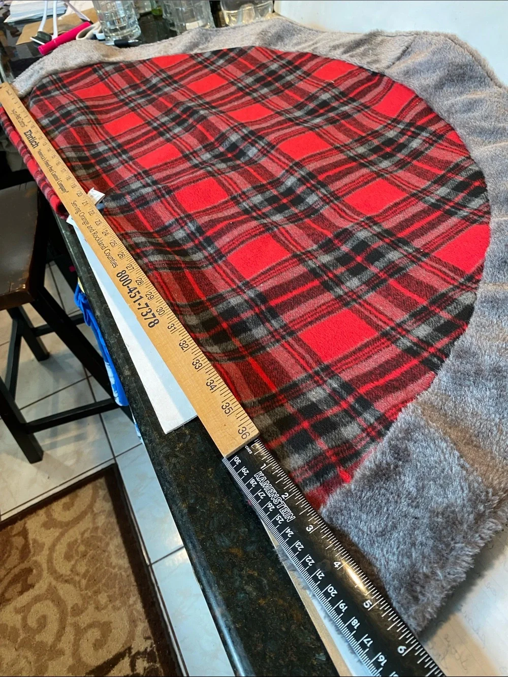 NWT Red & Gray Tartan Plaid Tree Skirt